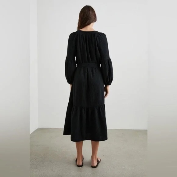 Rails Organic Cotton Vittoria Dress in Black  Double Gauze Maxi Tiered Small - Picture 3 of 9